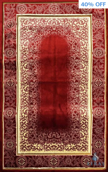 Luxury Plush Memory Foam Prayer Rug - Celestial - Red - Prayer Rugs - Siraj
