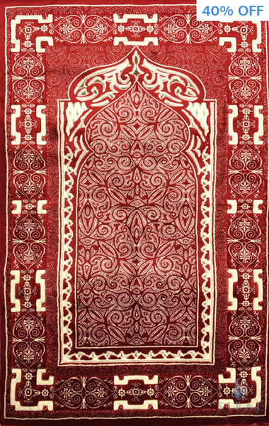 Luxury Plush Memory Foam Prayer Rug - Stellar - Red - Prayer Rugs - Siraj